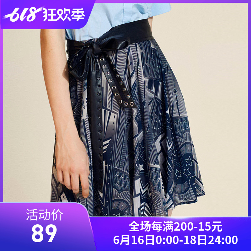 Lily2018秋新款女裝雪紡印花半身裙镂空腰帶半身裙在類目 女裝/女士精品, 半身裙中 - 來自Buy2taobao.com提供專業的淘寶代購服務