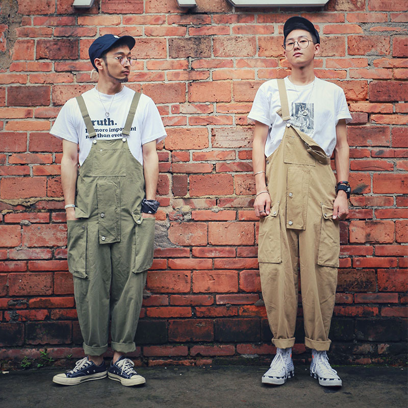 B2 Japanese Retro vintage work clothes rompers Chaopai summer Easy Straight Broad leg Haren Jumpsuitsin the Men's clothing, Casual pants category - from Buy2taobao.com to provide professional Taobao agent buy service