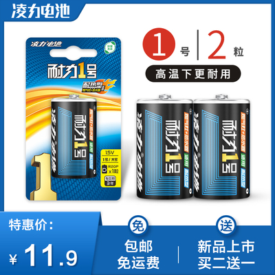 凌力耐力1号电池燃气灶热水器电池大号地锁电池R20P一号干电池2粒