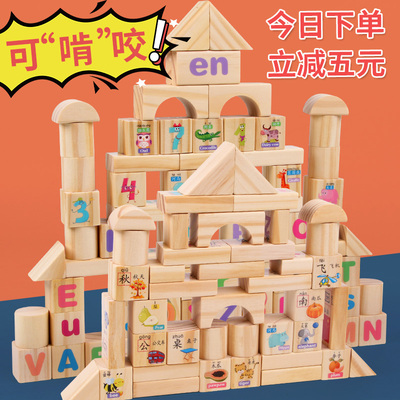 婴儿童积木木头拼装宝宝玩具1益智力2周岁3开发6男孩女孩动脑早教