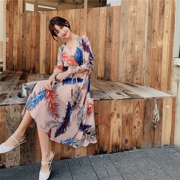 French printing Nursing clothes spring and autumn go out Freaky Self cultivation Show thin Short sleeved postpartum Mid length version nurse Dressin the Maternity/Maternal supplies/Nutrition , Tracksuit/Nursing equipment/Autumn clothes , Buru Yi category - from Buy2taobao.com to provide professional Taobao agent buy service