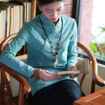 中式棉麻改良时尚 中国风盘扣旗袍上衣
