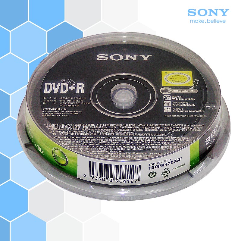 原装SONY 索尼 DVD+R DVD-R 16X 10片 桶装 空白刻录光盘在类目 办公设备/耗材/相关服务, 磁盘刻录存储类, 刻录盘中 - 来自Buy2taobao.com提供专业的淘宝代购服务