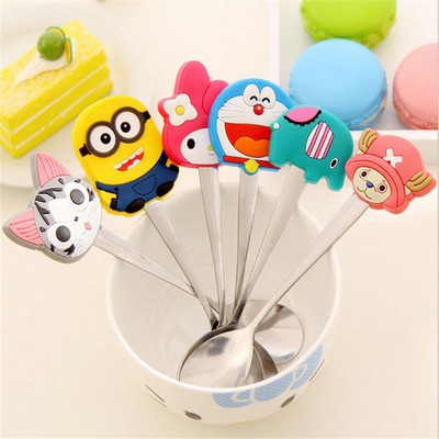 创意卡通可爱硅胶防烫不锈钢勺子咖啡搅拌勺小勺子调羹汤茶匙汤勺