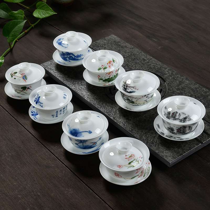 青花瓷盖碗茶杯大号茶备陶瓷功夫茶具三才杯泡茶器敬茶碗手抓茶壶在类目 餐饮具, 茶具, 盖碗中 - 来自Buy2taobao.com提供专业的淘宝代购服务