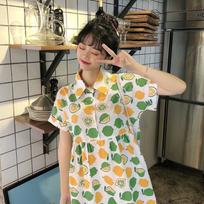 夏装女装2019新款韩版小清新宽松显瘦中长款休闲印花短袖连衣裙子|ruв категории Женская одежда, платье - от Buy2taobao.com для оказания профессиональной услуги покупки агента Taobao