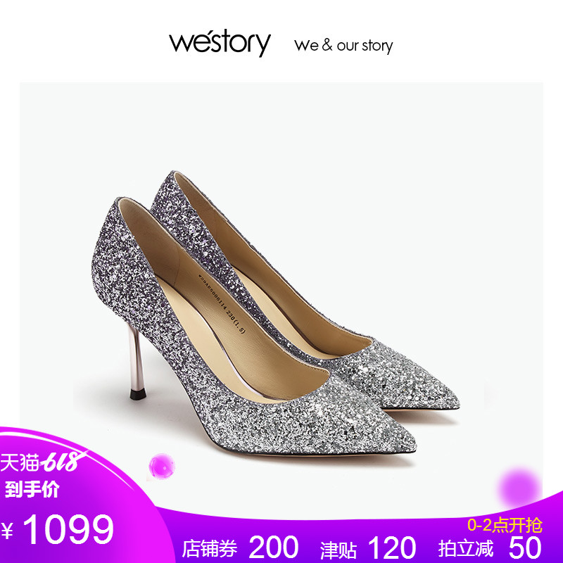 westory2019春季新款流光宴会女鞋尖头优雅细高跟鞋W29AE50061|msdalam kategori Kasut wanita, kasut rendah - dari Buy2taobao.com untuk memberikan perkhidmatan ejen Taobao profesional membeli