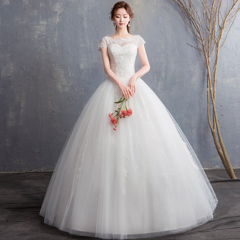 2019新款婚纱礼服一字肩齐地新娘结婚韩版立体花朵显瘦婚纱公主|ruв категории Женская одежда, Cвадебные платья, свадебное платье - от Buy2taobao.com для оказания профессиональной услуги покупки агента Taobao