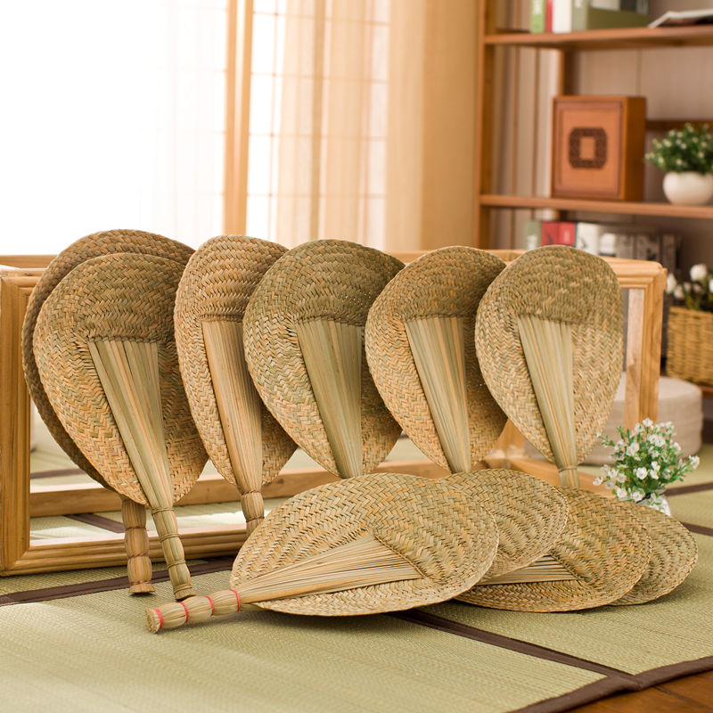 Pucao Fan Palm-leaf fan Straw the elderly Hand Fan baby Cool air circular fan Hand knit Straw mat Pushan Fanin the Home accessories , Craft fan category - from Buy2taobao.com to provide professional Taobao agent buy service