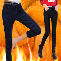 黑色加绒无印花-女裤保暖小脚铅笔裤子加绒加