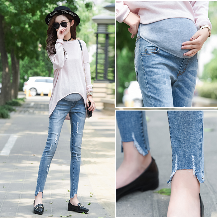 Maternity Jeans spring and autumn 2019 new pattern Exorcism fashion trousers Stomach lift hole Feet Tight fitting Primer Maternity Pantsin the Maternity/Maternal supplies/Nutrition , Maternity Pants/Prop belly pants category - from Buy2taobao.com to provide professional Taobao agent buy service