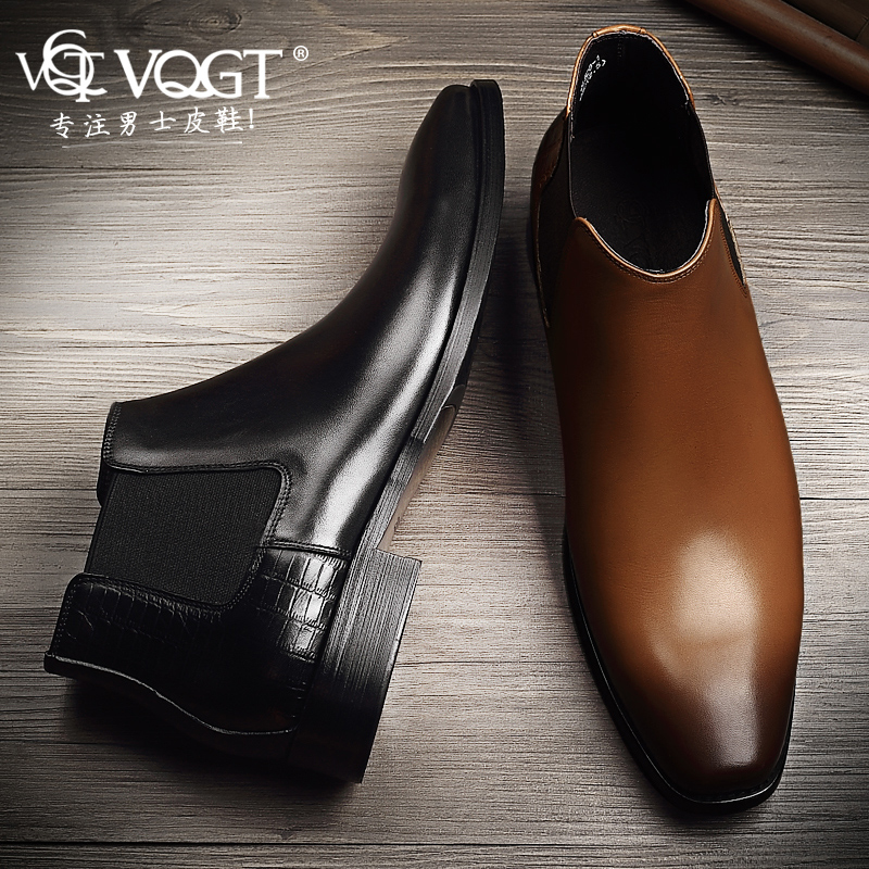 VQGT winter new pattern England Gaobang leather shoes cowhide Boots Trend Riding boots genuine leather Chelsea Bootiein the Men's Shoes, Boots category - from Buy2taobao.com to provide professional Taobao agent buy service