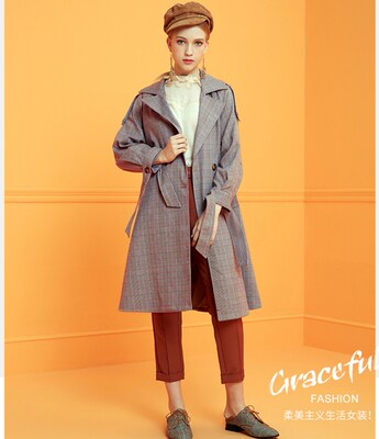 卓多姿2018年秋冬新品专柜正品时尚百搭格子外套836117