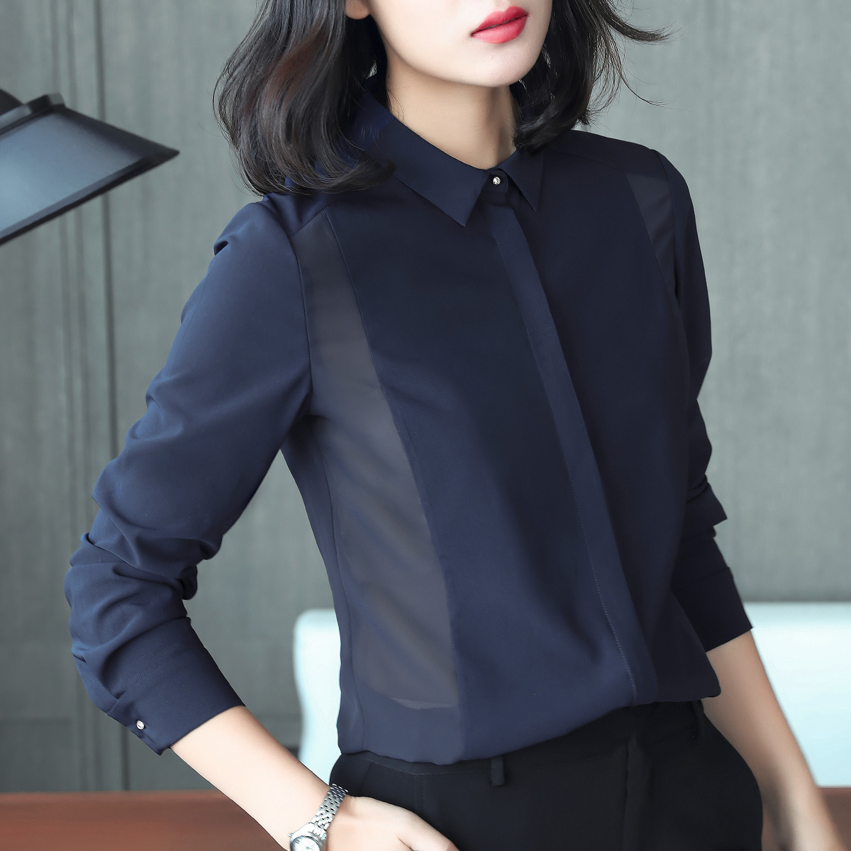 长袖雪纺衬衫女2019春装新款中长款休闲大码衬衣韩版女上衣打底衫|ruв категории Женская одежда, рубашка - от Buy2taobao.com для оказания профессиональной услуги покупки агента Taobao
