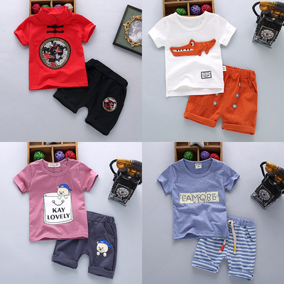 儿童短袖套装男童夏装女宝宝1-2-3-4-5岁夏季衣服2018新款童装潮