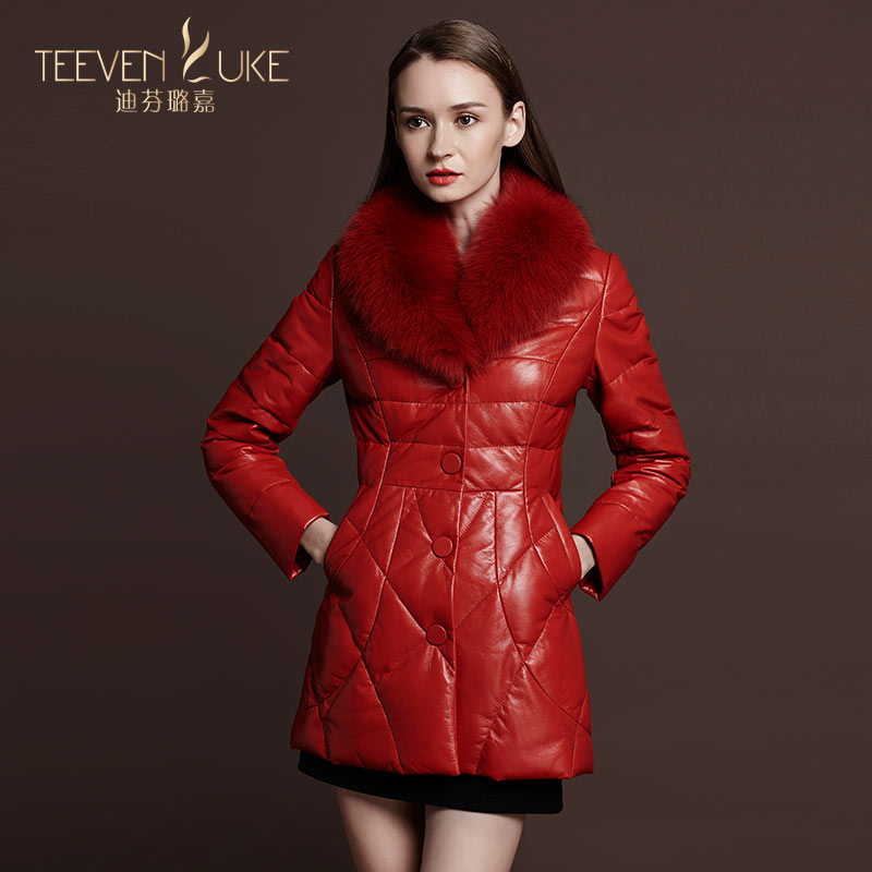 Dieffenbacher Lujia Haining genuine leather leather clothing Mid length version winter Sheepskin Down Jackets Fox feather collar coatin the Women's clothing/Boutique , Leather clothing category - from Buy2taobao.com to provide professional Taobao agent buy service