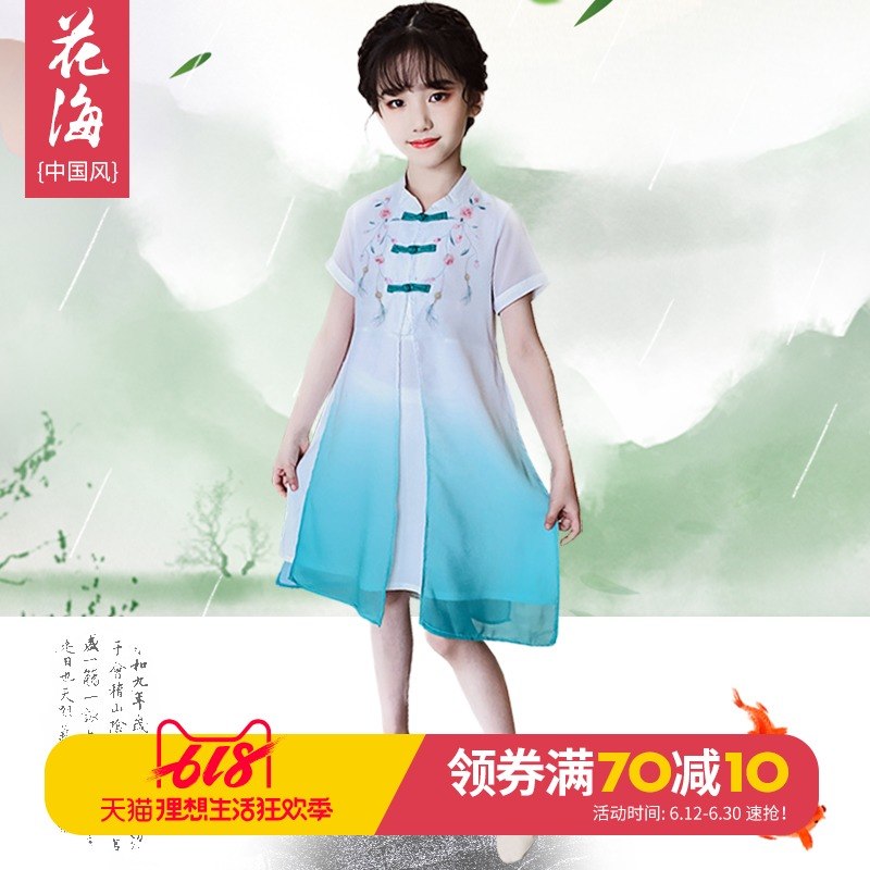2019中国风夏季新款童装复古连衣裙女童刺绣汉服儿童盘扣演出旗袍在类目 童装/婴儿装/亲子装, 儿童旗袍/唐装/民族服装, 唐装中 - 来自Buy2taobao.com提供专业的淘宝代购服务