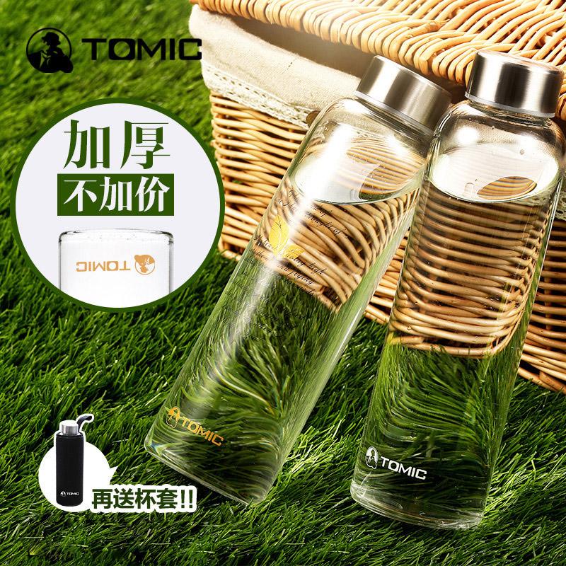 TOMIC特美刻玻璃杯透明水瓶运动水杯高硼硅水晶便携带杯套科带盖|msdalam kategori pinggan mangkuk, Cup/cawan/cerek, Glass - dari Buy2taobao.com untuk memberikan perkhidmatan ejen Taobao profesional membeli