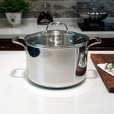 KINGARRY优雅系列24CM无涂层一体成型不锈钢汤锅炖锅18-10包邮