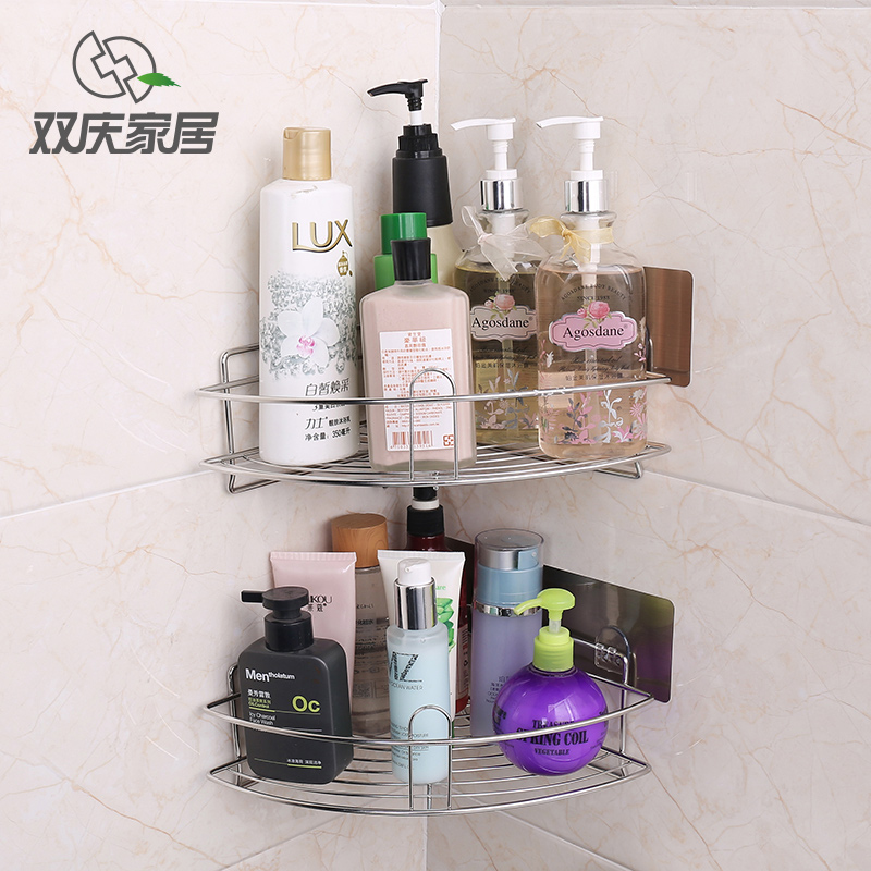 Double celebration Stainless steel Shelf Shower Room Corner shelf Punch holes TOILET sucker Storage rack Wall hanging toilet Leachatein the Family/Personal Cleaning Tools , Sanitary appliances/Bathroom accessories , Bathroom Jiaojia/Shelf category - from Buy2taobao.com to provide professional Taobao agent buy service