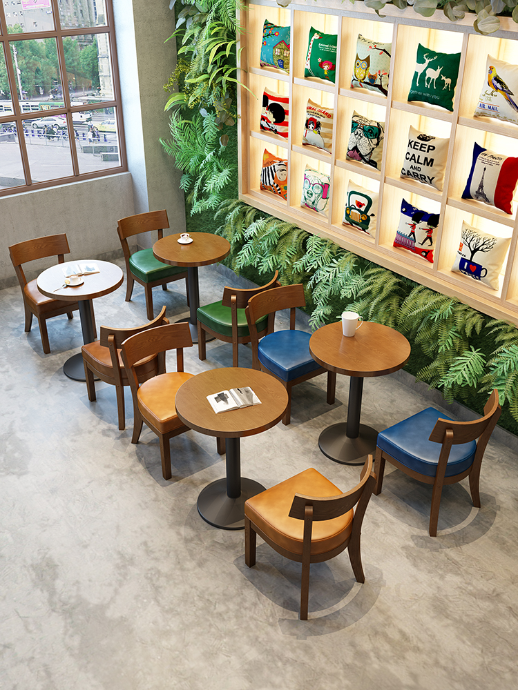 咖啡廳 西餐廳複古休閑桌椅 奶茶店飲品店主題實木餐廳桌椅組合在類目 商業/辦公傢俱, 餐飲/烘焙傢俱, 餐檯椅中 - 來自Buy2taobao.com提供專業的淘寶代購服務