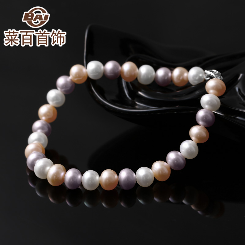 菜百首饰珍珠手链彩色珍珠时尚手链925银扣7mm珍珠手链|ruв категории ювелирные изделия/алмаз/жадеит/золото, природный жемчуг (новый), украшения - от Buy2taobao.com для оказания профессиональной услуги покупки агента Taobao