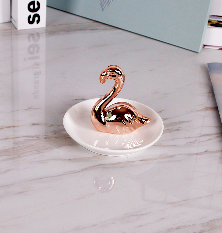 Ceramic jewelry Storage tray Rose Gold Flamingo Jewellery Display rack Tray Creative home Decoration shot propin the Home accessories , Decorative items , Jewelry Box category - from Buy2taobao.com to provide professional Taobao agent buy service
