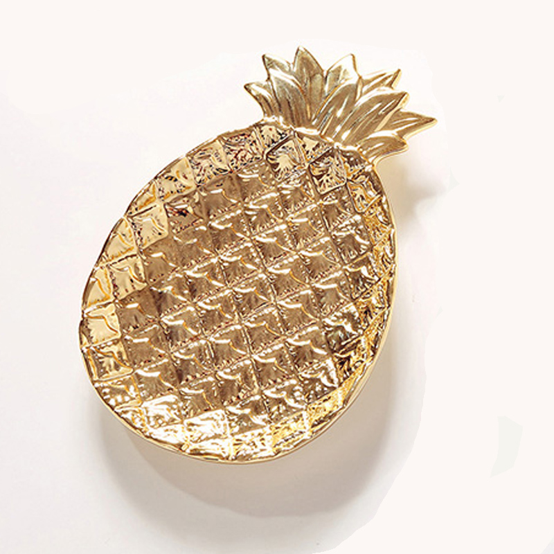 Northern Europe ins Tide products ceramics electroplate golden pineapple fruit Dessert plate jewelry Storage tray Home Furnishing originality Decorationin the Home accessories , Decorative items , Jewelry Box category - from Buy2taobao.com to provide professional Taobao agent buy service