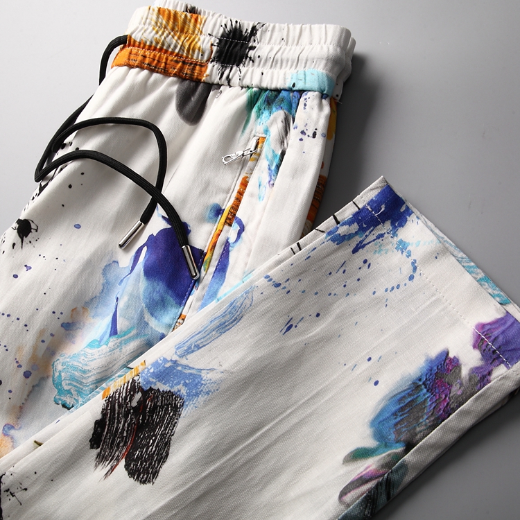 Octave Falling A suit literature Watercolor Abstract Pomo printing Large coffee Show models Trend Latest fashion Casual pantsin the Men's clothing, Casual pants category - from Buy2taobao.com to provide professional Taobao agent buy service
