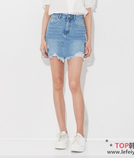 LAP 韩国直邮 19夏女士磨白做旧不规则边休闲牛仔半身裙AK2DS660|ruв категории Женская одежда, юбка - от Buy2taobao.com для оказания профессиональной услуги покупки агента Taobao