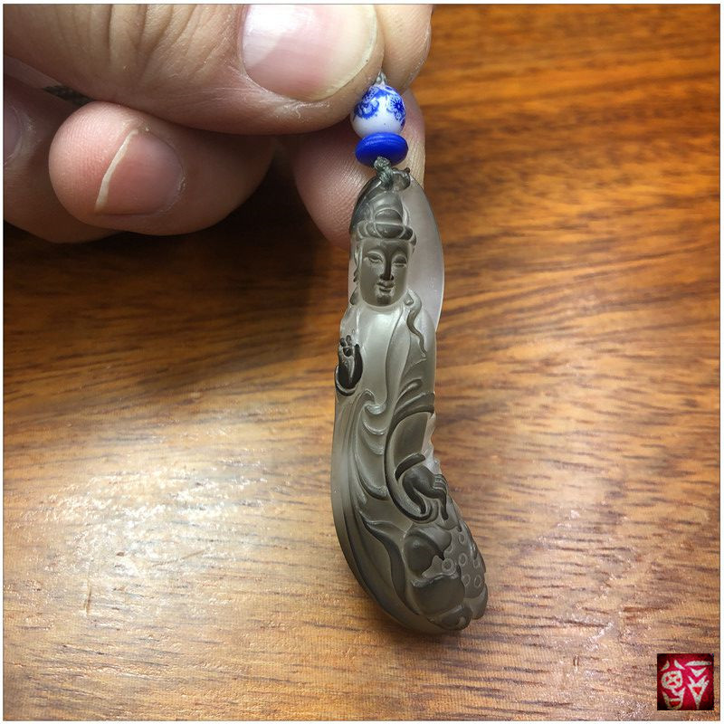 Xinjiang Nephrite Seed material Pendant Suet White jade rough Huang Qin Pendant Boutique Goddess of Mercy Jade statuein the Jewelry/Diamond/Jade/Gold , And nephrite , Choker category - from Buy2taobao.com to provide professional Taobao agent buy service