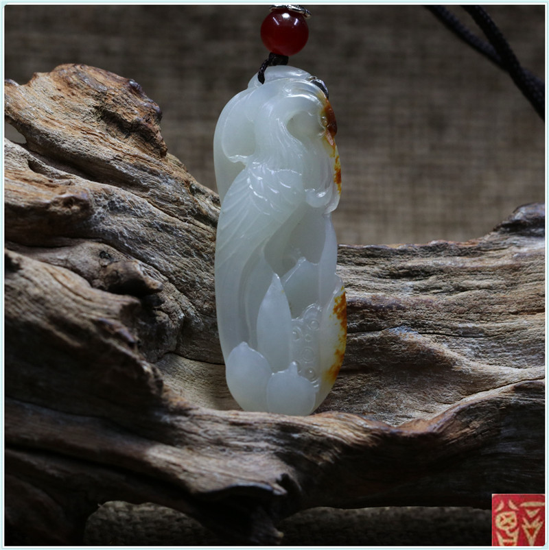Boutique Xinjiang Nephrite Seed material Suet White jade Pendant Flower Redskins All the way Pendant Supai Jade carvingin the Jewelry/Diamond/Jade/Gold , And nephrite , Choker category - from Buy2taobao.com to provide professional Taobao agent buy service