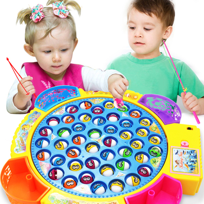 儿童磁性钓鱼玩具电动 宝宝音乐灯光益智电动钓鱼机套餐小孩礼物