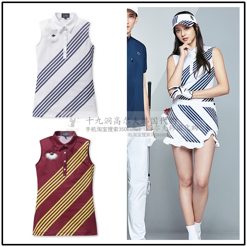 2018夏季新品韩国代购PG系列高尔夫女款时尚条纹无袖golf运动T恤|ruв категории спортивный костюм/досуг одежды, движение футболку - от Buy2taobao.com для оказания профессиональной услуги покупки агента Taobao