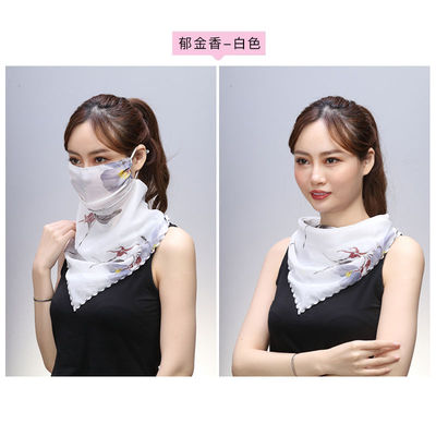夏季薄款多功能防晒口罩丝巾护颈披肩女围脖套遮阳超大骑行面罩