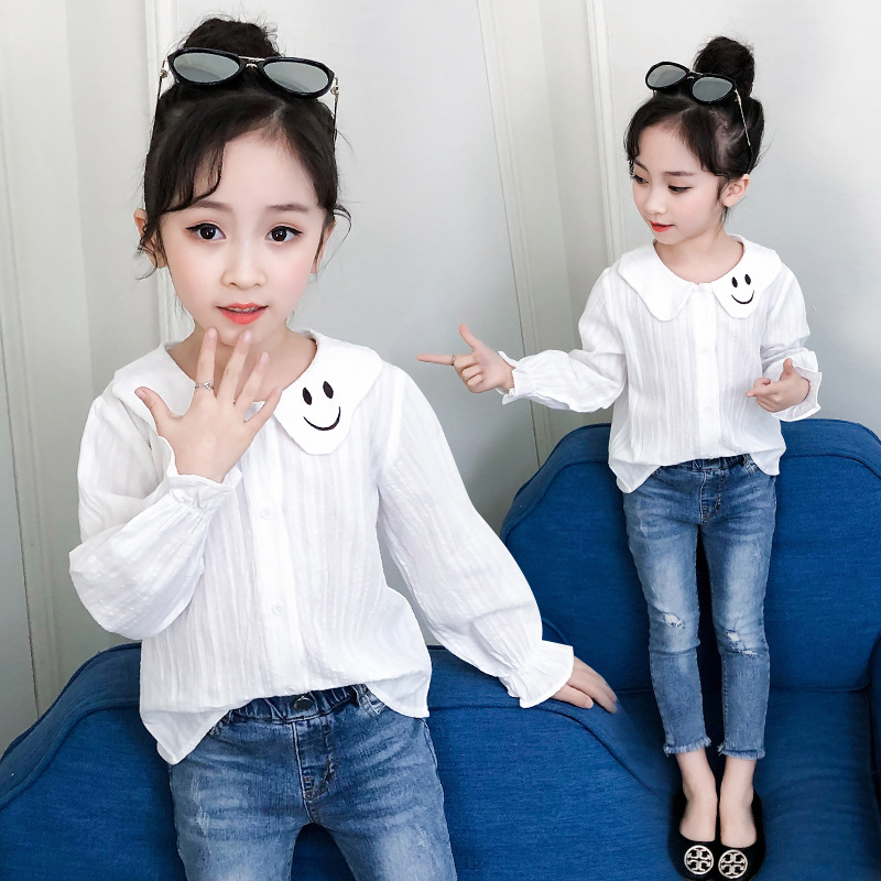 女童白色衬衫2019春款新款12中大童衬衣10长袖6洋气8岁小女孩上衣在类目 童装/婴儿装/亲子装, 衬衫中 - 来自Buy2taobao.com提供专业的淘宝代购服务