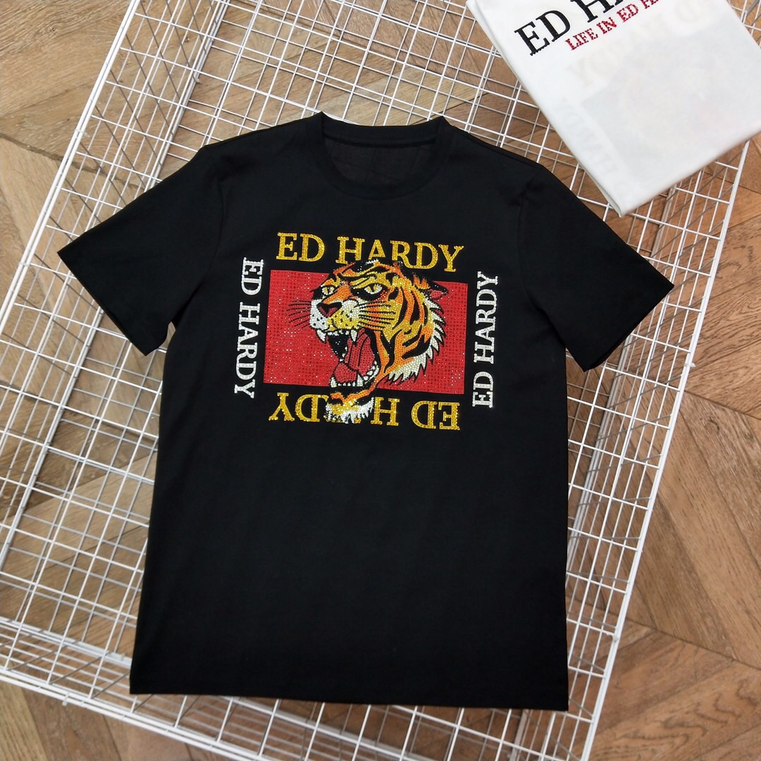 Edhardy埃德哈迪老虎头烫钻字母印花休闲短袖T恤半袖打底衫男女款在类目 男装, T恤中 - 来自Buy2taobao.com提供专业的淘宝代购服务