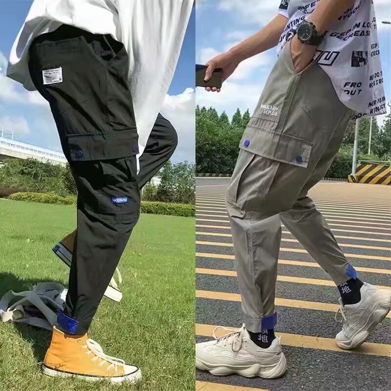 网红同款潮牌工装裤子男束脚拉绳韩版潮流嘻哈宽松休闲九分裤国潮|ruв категории Мужская одежда, брюки - от Buy2taobao.com для оказания профессиональной услуги покупки агента Taobao