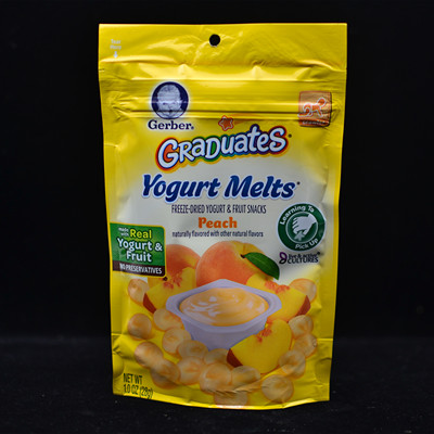 任5包邮18年2月1Gerber嘉宝黄桃溶豆水蜜桃味酸奶溶豆儿童零28克