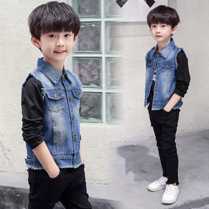 Children's clothing Boy Soft denim Vest 2019 new pattern children Cardigan coat pocket The little boy waistcoat vestin the Children/Baby/Family fitted , Vest category - from Buy2taobao.com to provide professional Taobao agent buy service