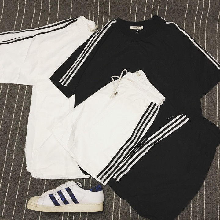 solar system Retro Simplicity Versatile East stripe Solid Sports suit men and women Short sleeved shortsin the Men's clothing, Set , Leisure sports suit category - from Buy2taobao.com to provide professional Taobao agent buy service