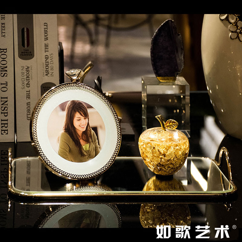 Rs欧式现代简约相框摆台金属金色浪漫婚庆圆形创意钻石戒子款相架在类目 家居饰品, 相框/画框中 - 来自Buy2taobao.com提供专业的淘宝代购服务