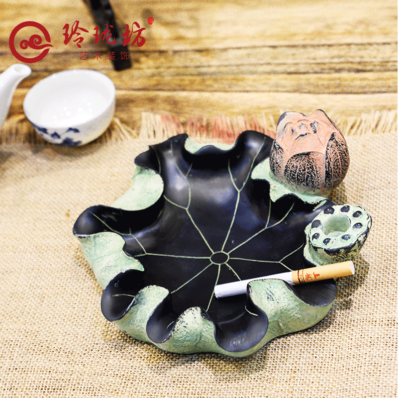 新中式煙灰缸裝飾品複古大號創意樹脂煙灰缸家用客廳個性荷花擺件在類目 家居飾品, 裝飾器皿, 裝飾菸灰缸中 - 來自Buy2taobao.com提供專業的淘寶代購服務