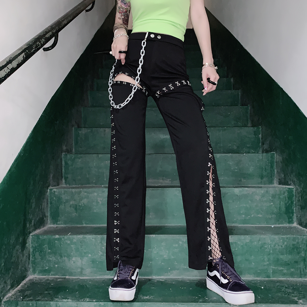 Rice Europe and America girl Disco dancing Hip hop Diablo Metal Buckle Wide leg pants Bell-bottoms trousersin the Women's clothing/Boutique , Pants , Casual pants category - from Buy2taobao.com to provide professional Taobao agent buy service