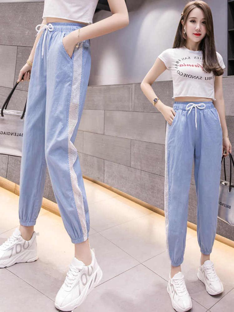 天丝牛仔裤女运动束脚宽松裤韩版镂空九分裤哈伦腰薄款休闲松紧裤在类目 摩托车/装备/配件, 摩托车骑士装备, 赛车服中 - 来自Buy2taobao.com提供专业的淘宝代购服务
