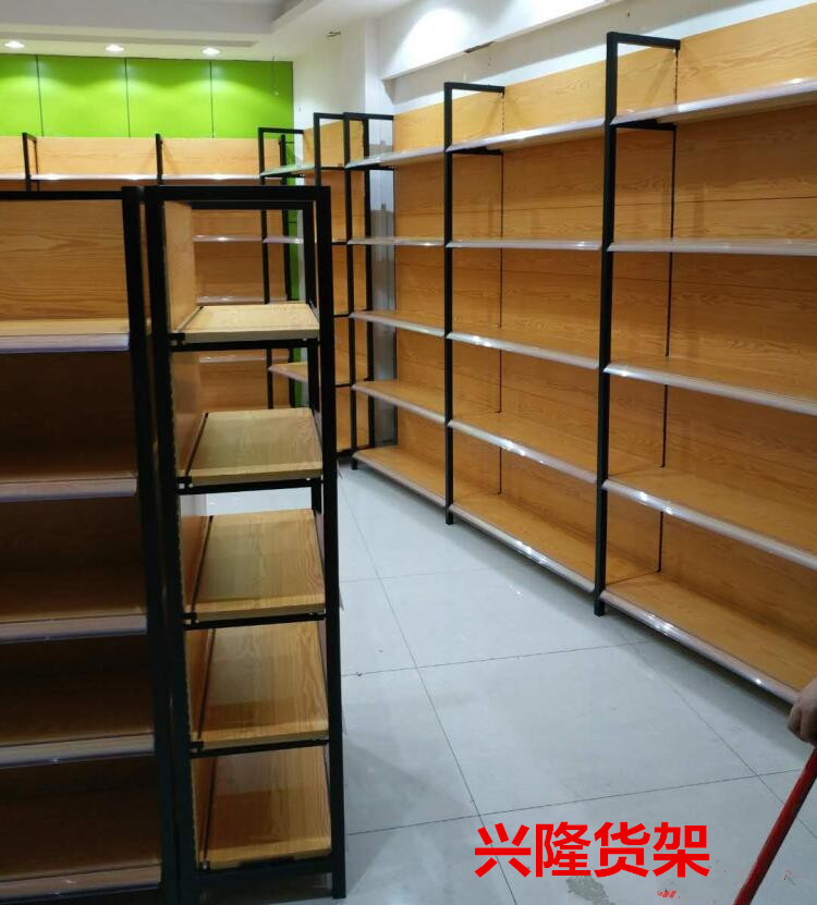 四柱木纹超市货架灯箱母婴店货架土特产展柜铁架进口食品超市货架在类目 商业/办公家具, 货架/展柜, 超市货架中 - 来自Buy2taobao.com提供专业的淘宝代购服务