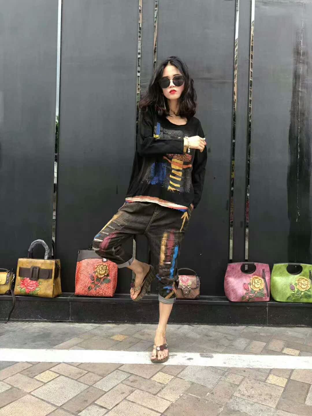 调调布一大码女装2018新款韩版时尚修身休闲套装时尚印花牛仔裤在类目 女装/女士精品, 大码女装中 - 来自Buy2taobao.com提供专业的淘宝代购服务