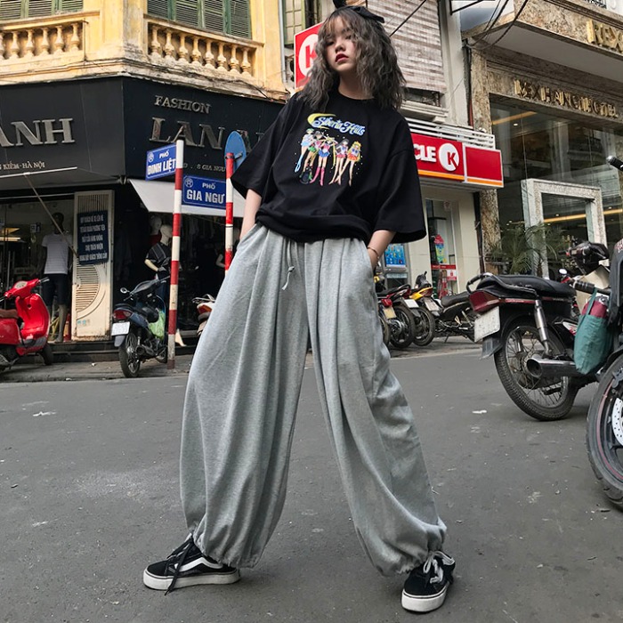 韩版宽松束脚灯笼裤原宿纯色百搭情侣休闲裤松紧腰显瘦薄款运动裤|msdalam kategori Pakaian Lelaki, seluar santai - dari Buy2taobao.com untuk memberikan perkhidmatan ejen Taobao profesional membeli