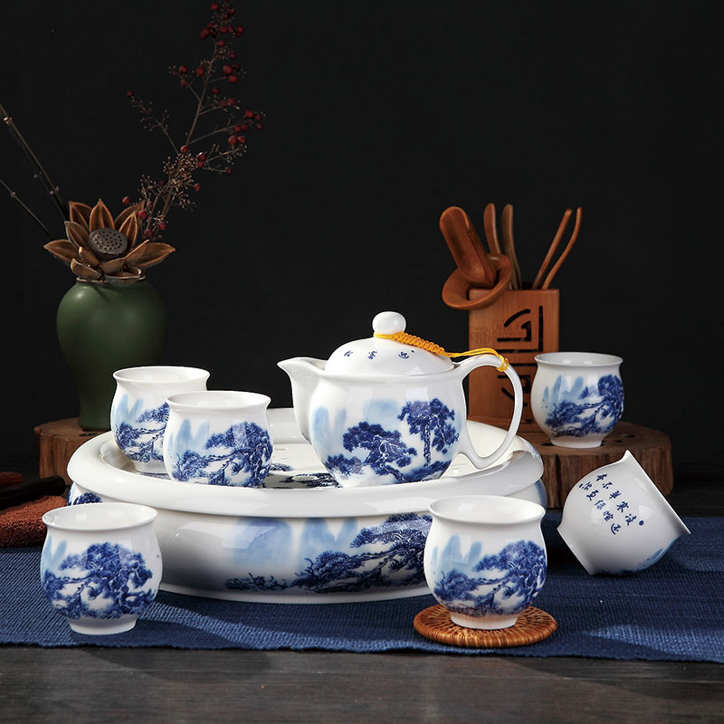 DH功夫茶具茶杯套裝茶盤家用景德鎮陶瓷簡約現代大茶壺辦公室泡茶在類目 餐飲具, 茶具, 功夫茶具中 - 來自Buy2taobao.com提供專業的淘寶代購服務