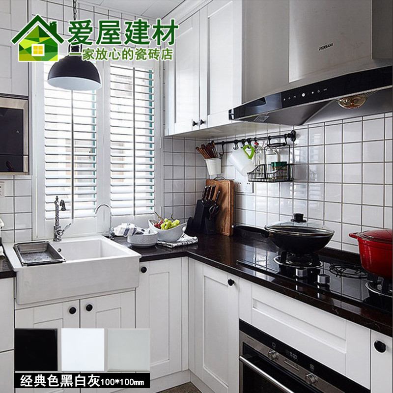 Northern Europe Solid Black and white ash Wall tile Kitchen hygiene Wall tile Small square white brick 100*100mmin the Decoration main material , Ceramic tile , Antique brick (Including culture stone) category - from Buy2taobao.com to provide professional Taobao agent buy service